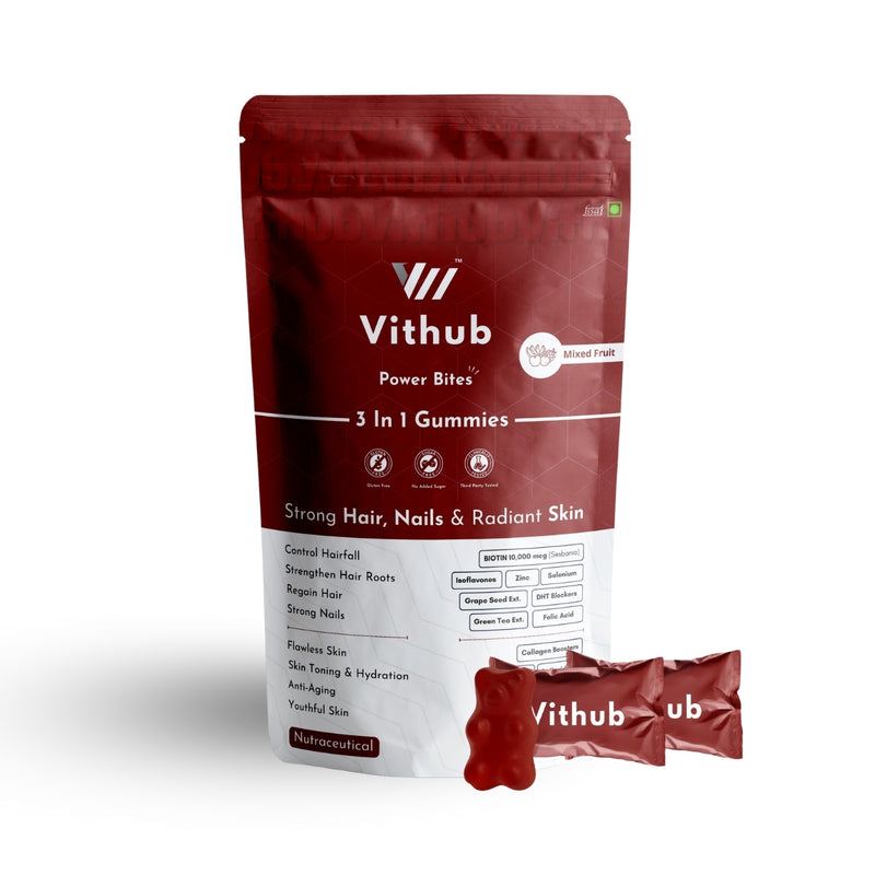 Mixed-fruit 30-day pack of Vithub 3-in-1 Gummies bottle with label